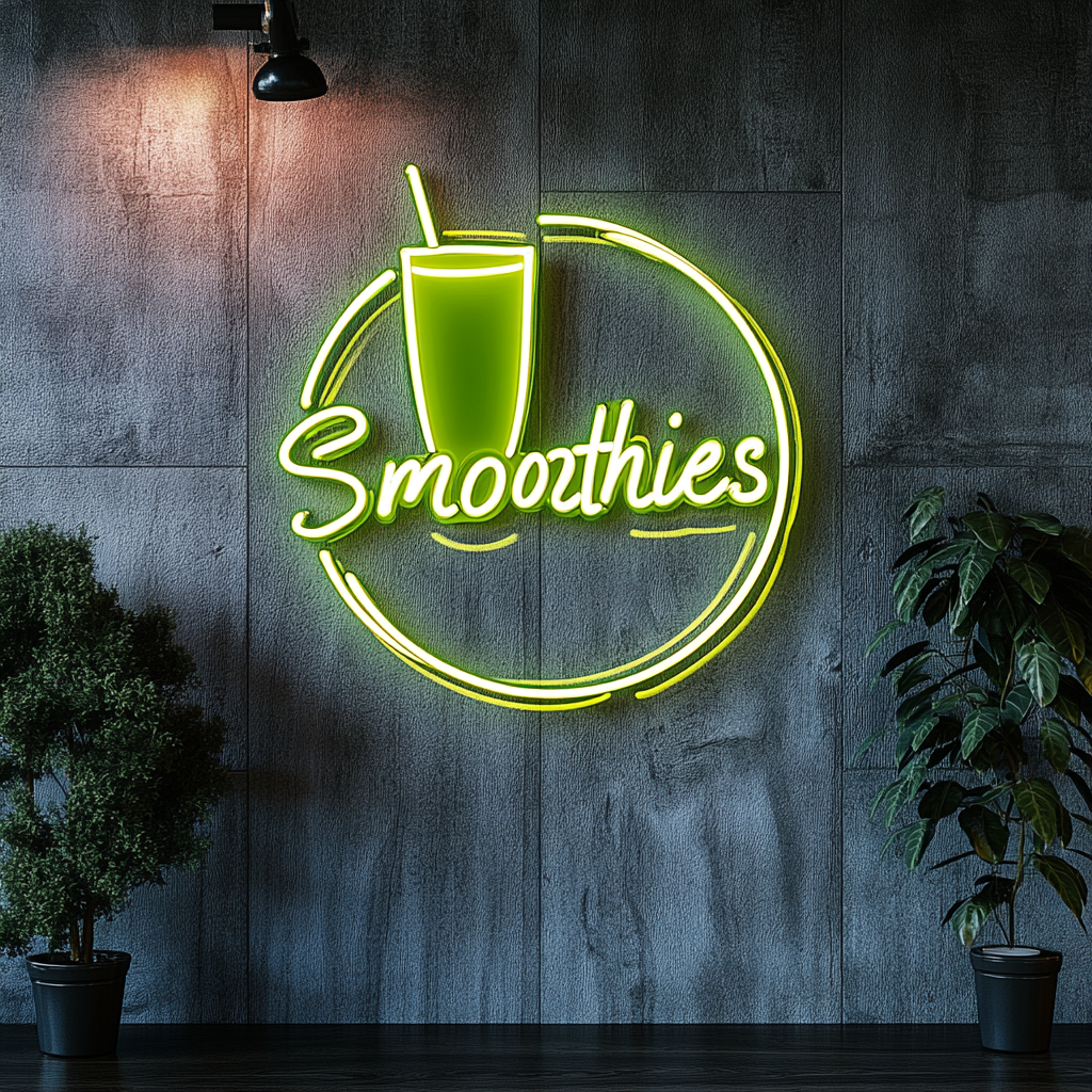 "Smoothies" - Green Neon Sign, 24 Inches