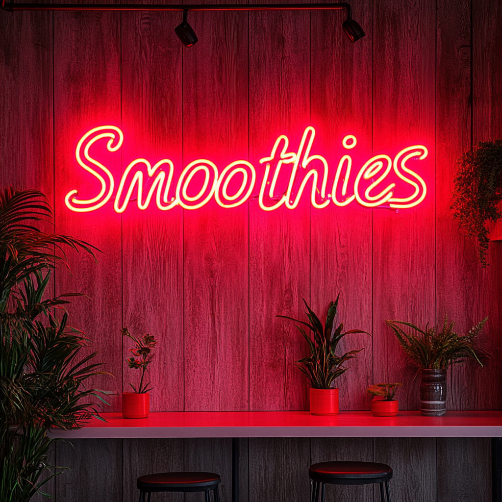 "Smoothies" - Red Neon Sign, 24 Inches
