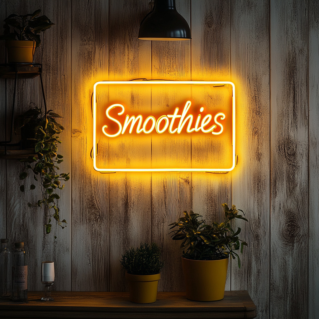 "Smoothies" - Yellow Neon Sign, 24 Inches