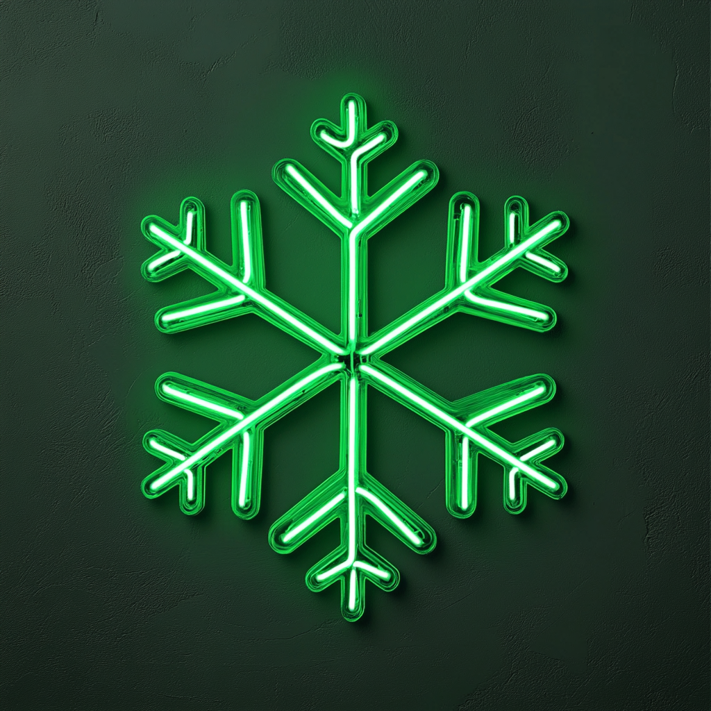 Snowflake - Green Neon Sign, 24 Inches