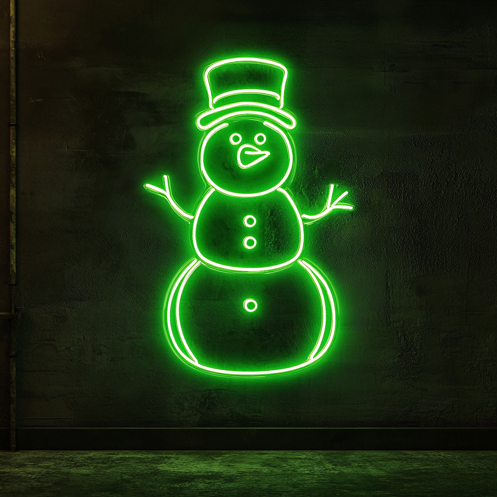 Snowman - Green Neon Sign, 24 Inches