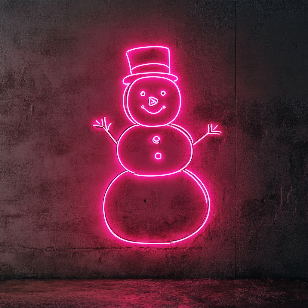 Snowman - Pink Neon Sign, 24 Inches