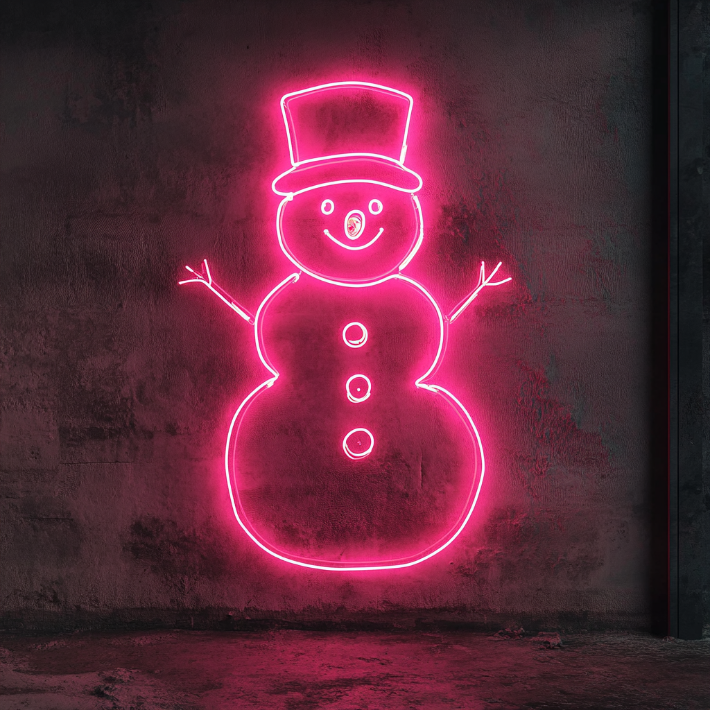 Snowman - Pink Neon Sign, 18 Inches