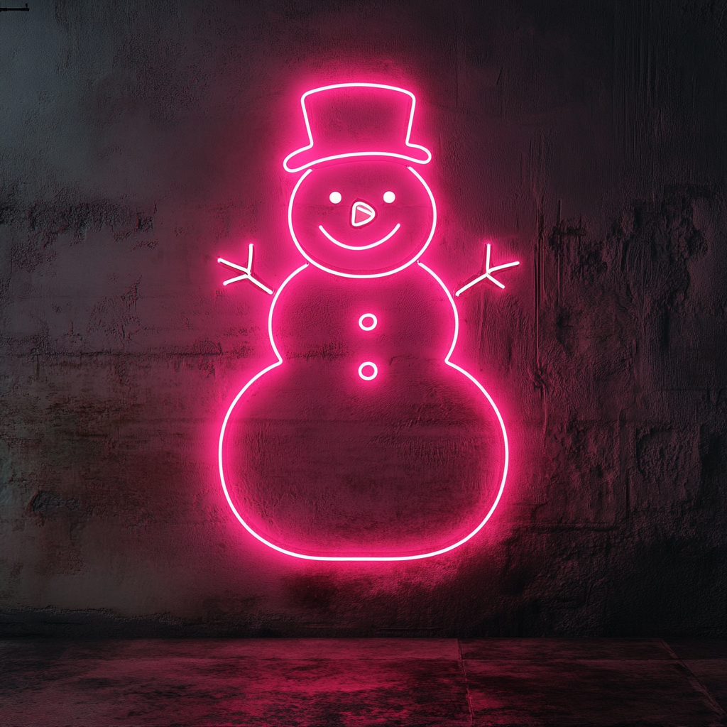 Snowman - Pink Neon Sign, 18 Inches