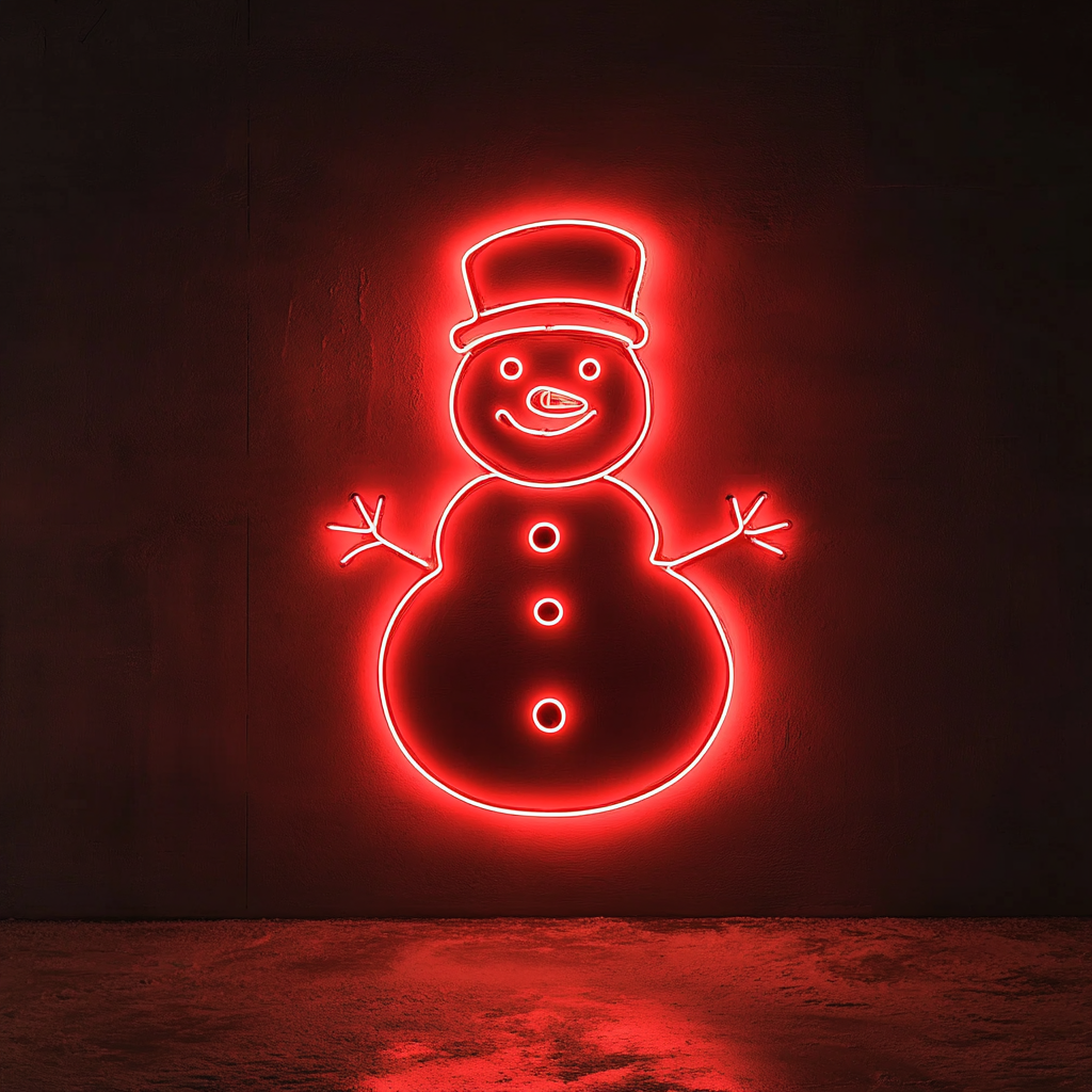 Snowman - Red Neon Sign, 24 Inches