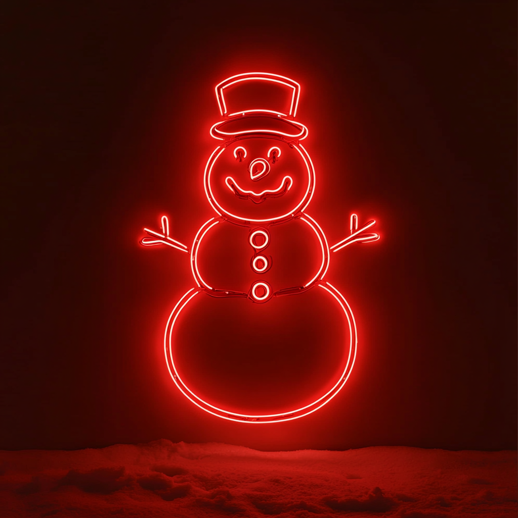 Snowman - Red Neon Sign, 18 Inches