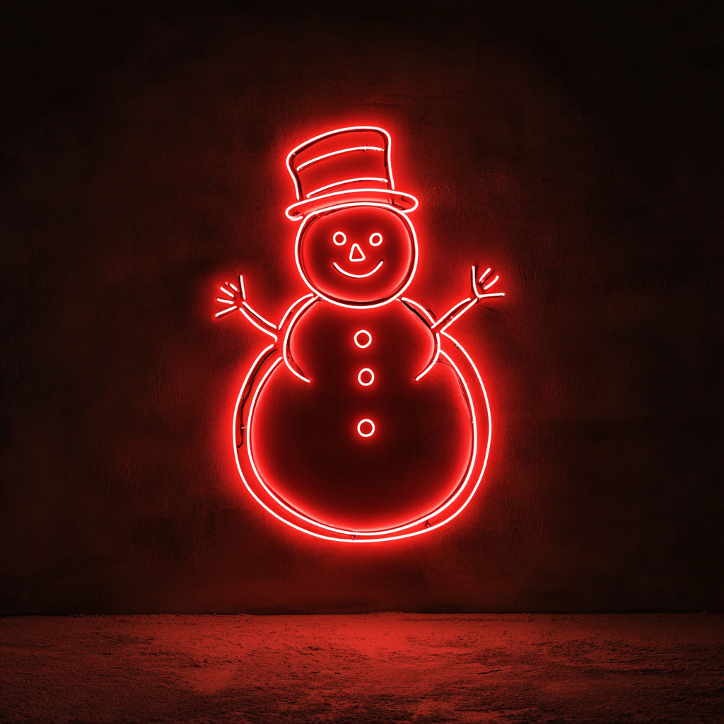 Snowman - Red Neon Sign, 18 Inches