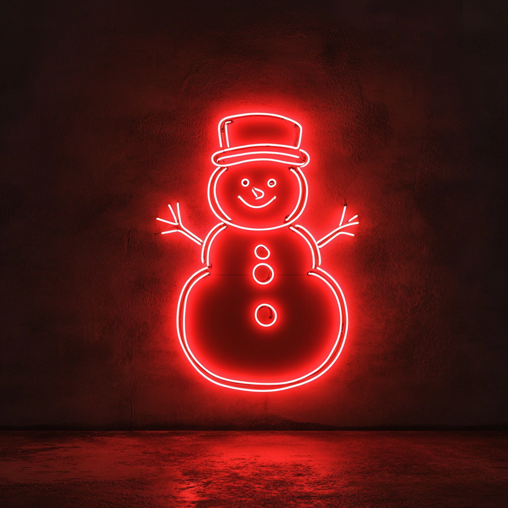 Snowman - Red Neon Sign, 24 Inches