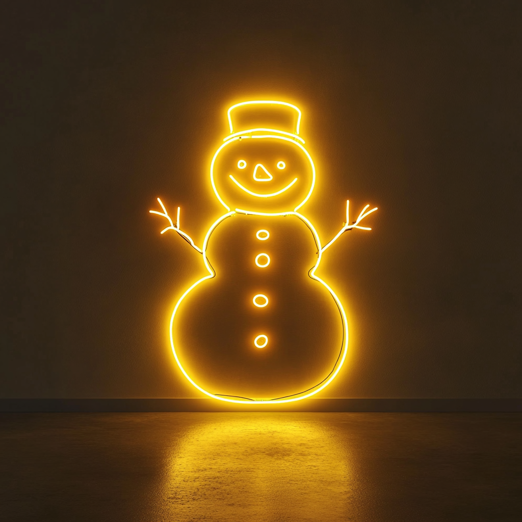 Snowman - Yellow Neon Sign, 18 Inches