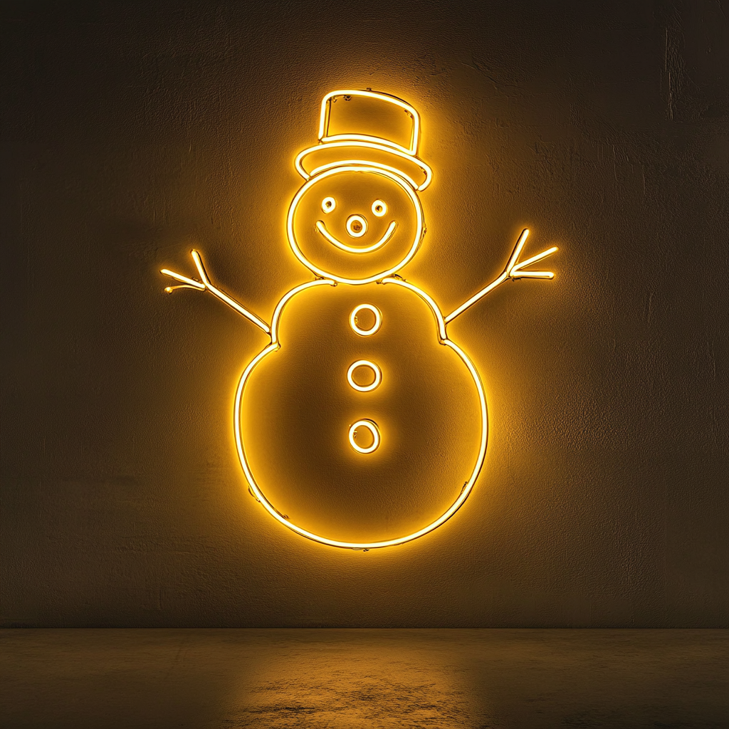Snowman - Yellow Neon Sign, 18 Inches
