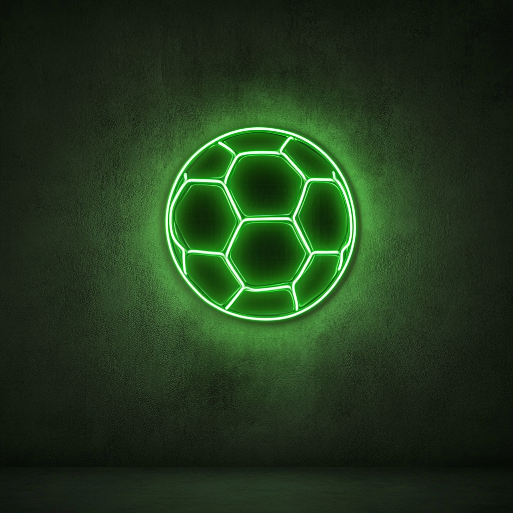 Soccerball - Green Neon Sign, 18 Inches