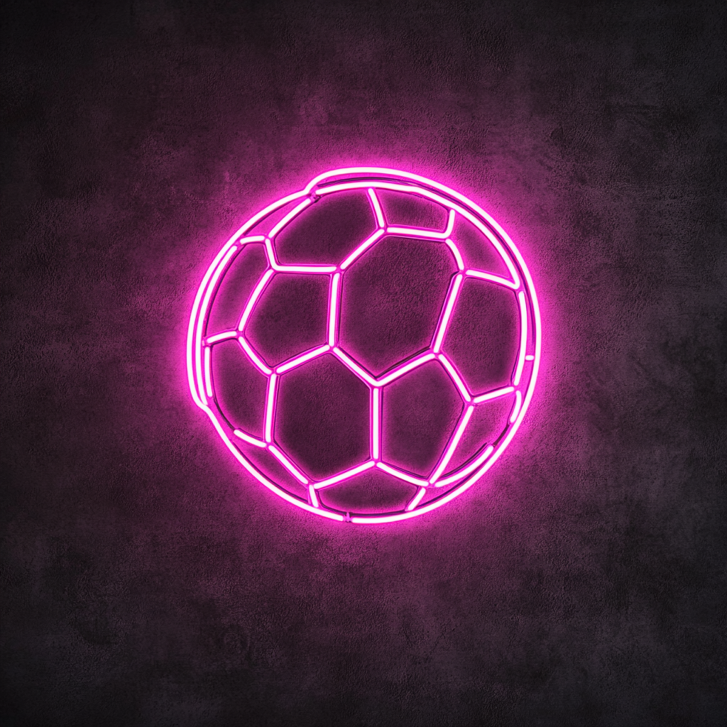 Soccerball - Pink Neon Sign, 24 Inches