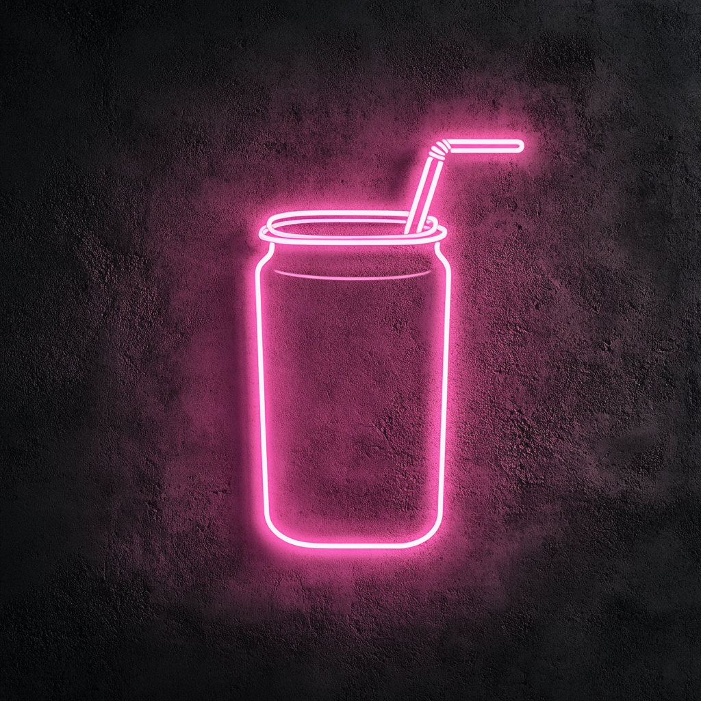 Soda Can with Straw - Pink Neon Sign, 18 Inches