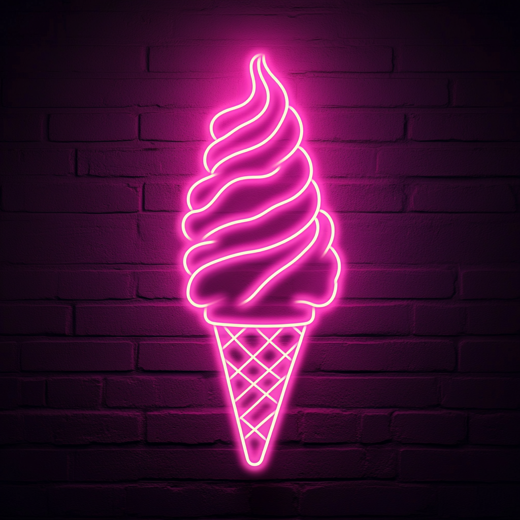 Soft-Serve Ice Cream Cone - Pink Neon Sign, 18 Inches