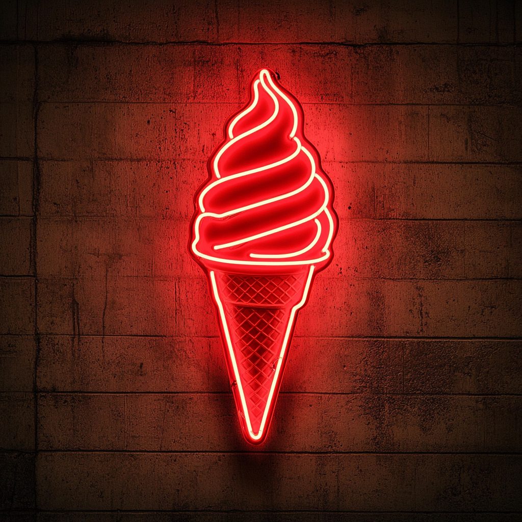 Soft-Serve Ice Cream Cone - Red Neon Sign, 24 Inches