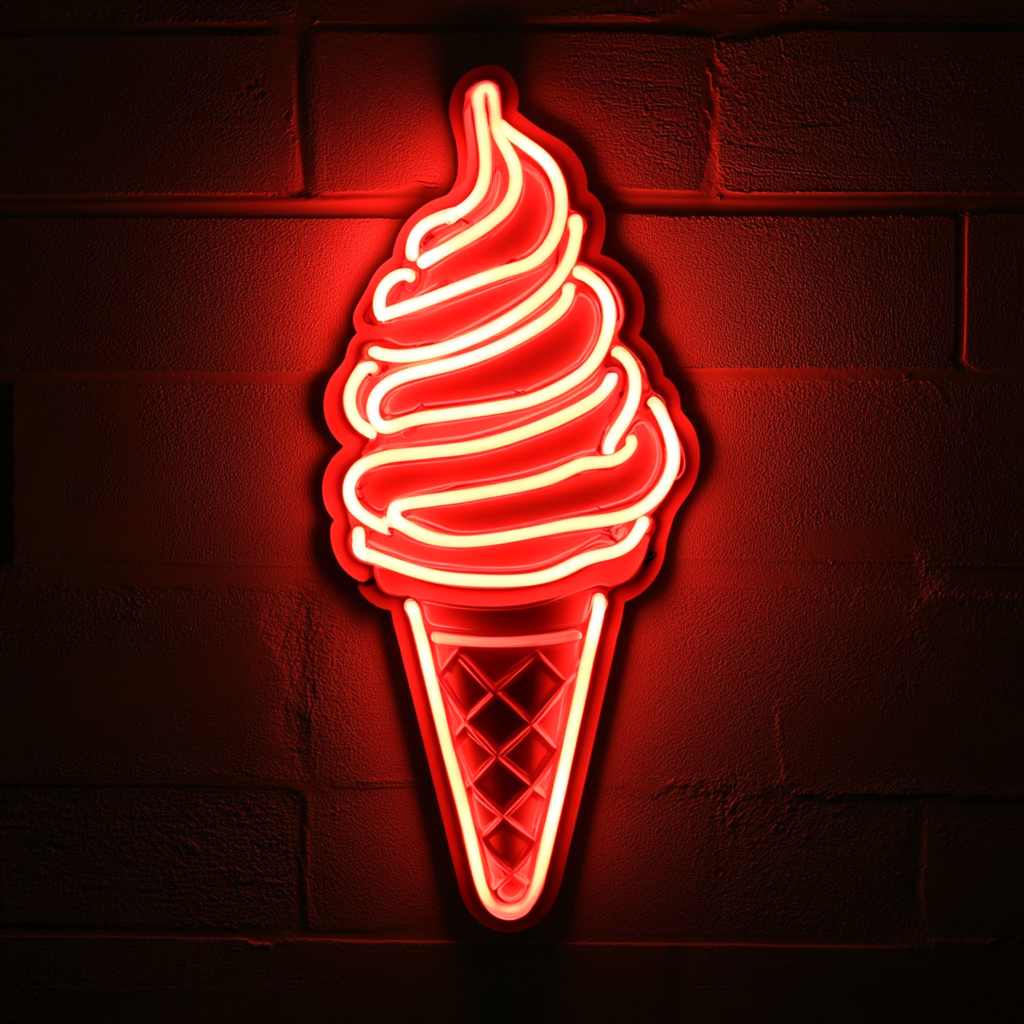 Soft-Serve Ice Cream Cone - Red Neon Sign, 18 Inches