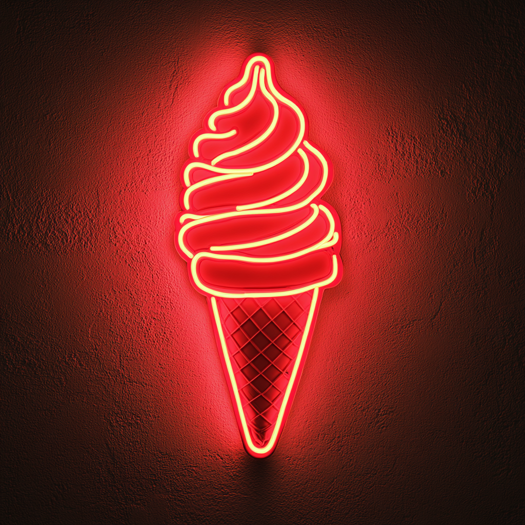 Soft-Serve Ice Cream Cone - Red Neon Sign, 18 Inches