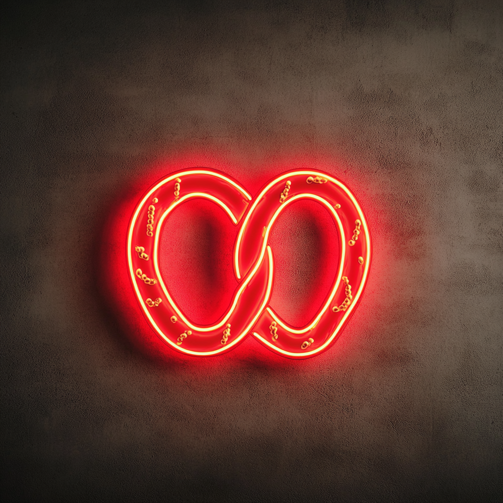 Soft Pretzel with Mustard - Red Neon Sign, 24 Inches