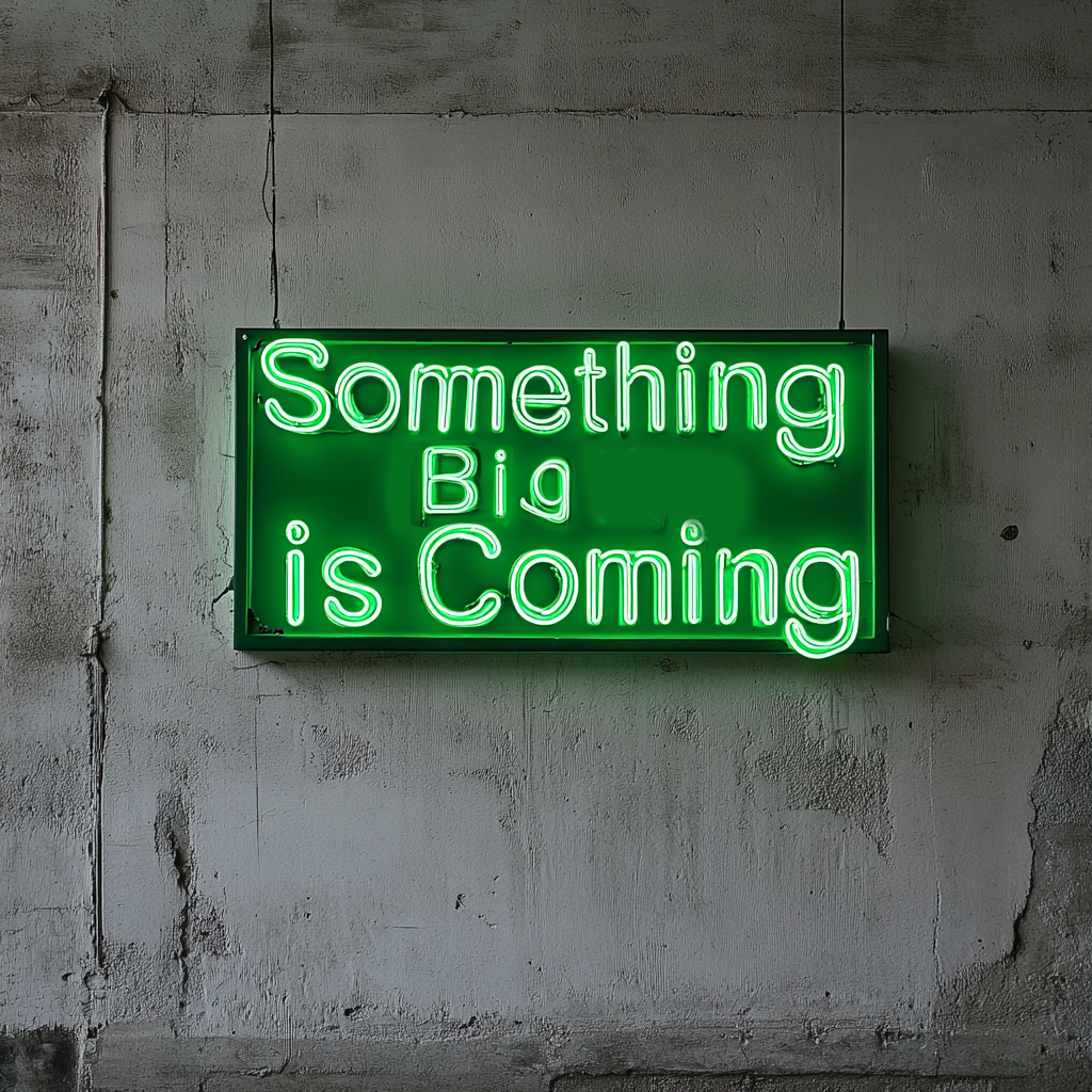 "Something Big is Coming" - Green Neon Sign, 24 Inches