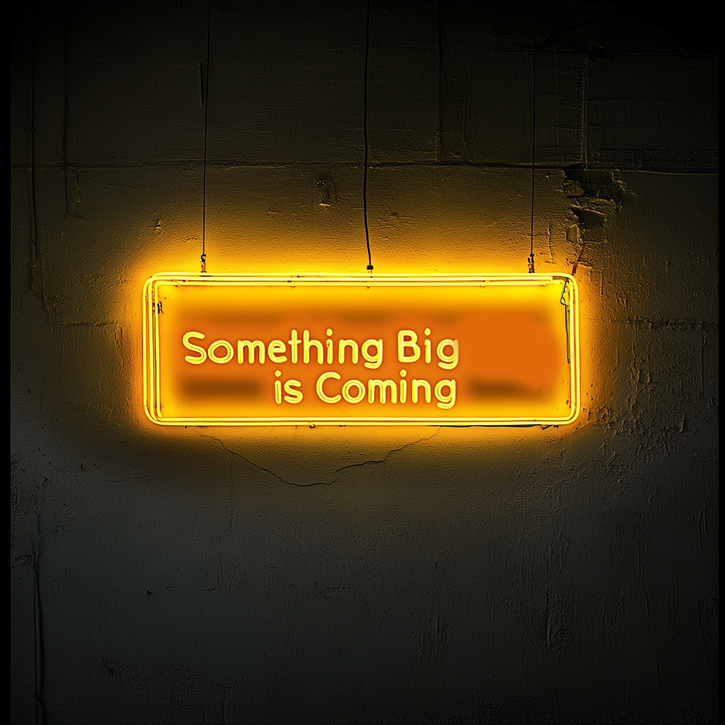 "Something Big is Coming" - Yellow Neon Sign, 24 Inches