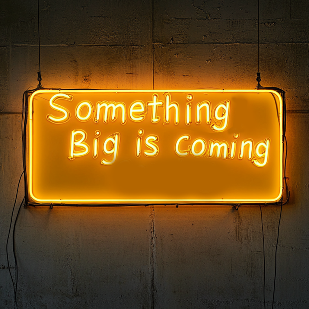 "Something Big is Coming" - Yellow Neon Sign, 24 Inches