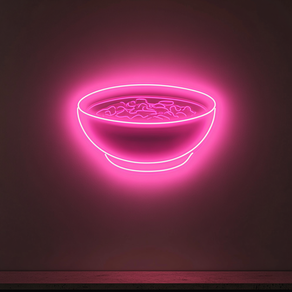 Soup Bowl - Pink Neon Sign, 24 Inches