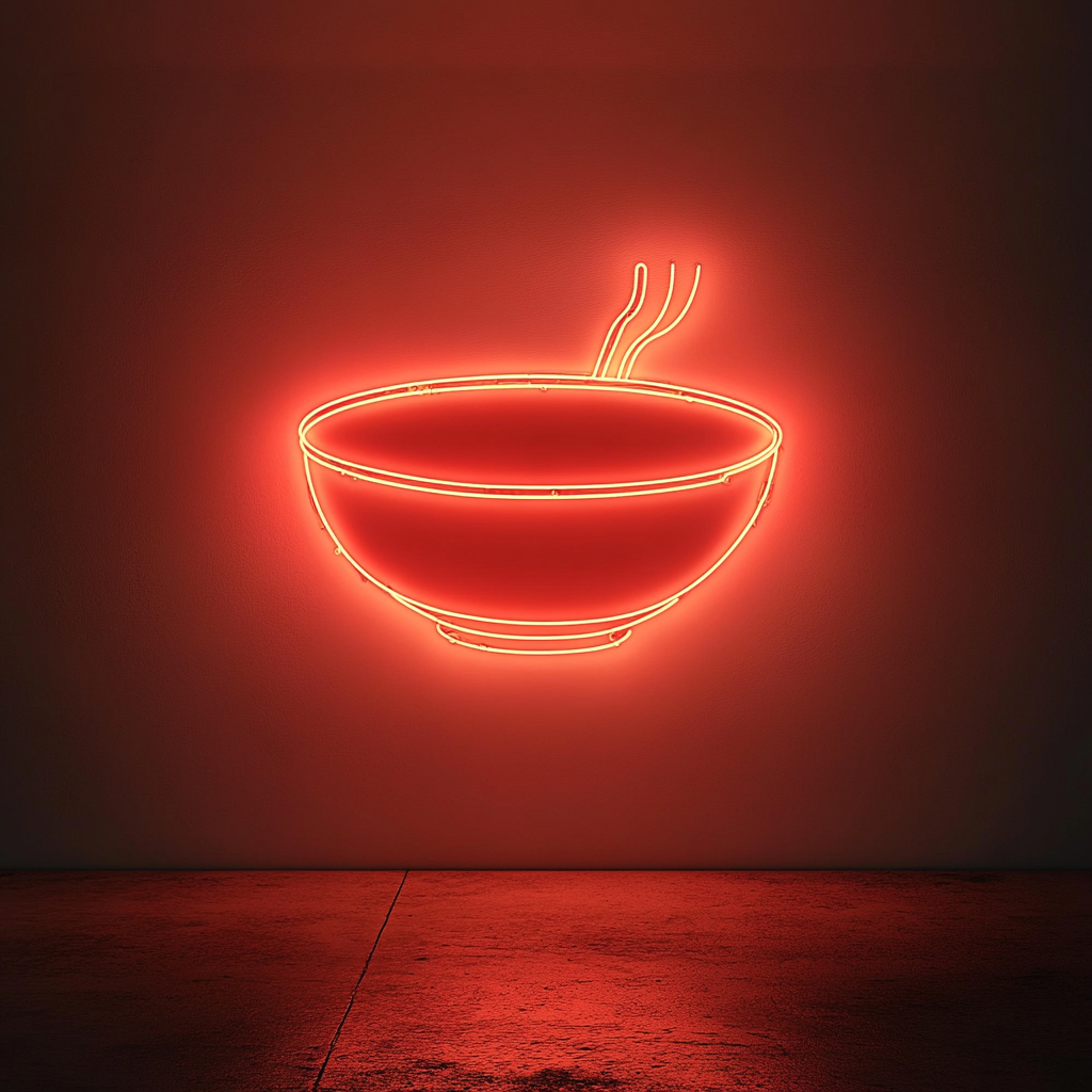 Soup Bowl - Red Neon Sign, 24 Inches