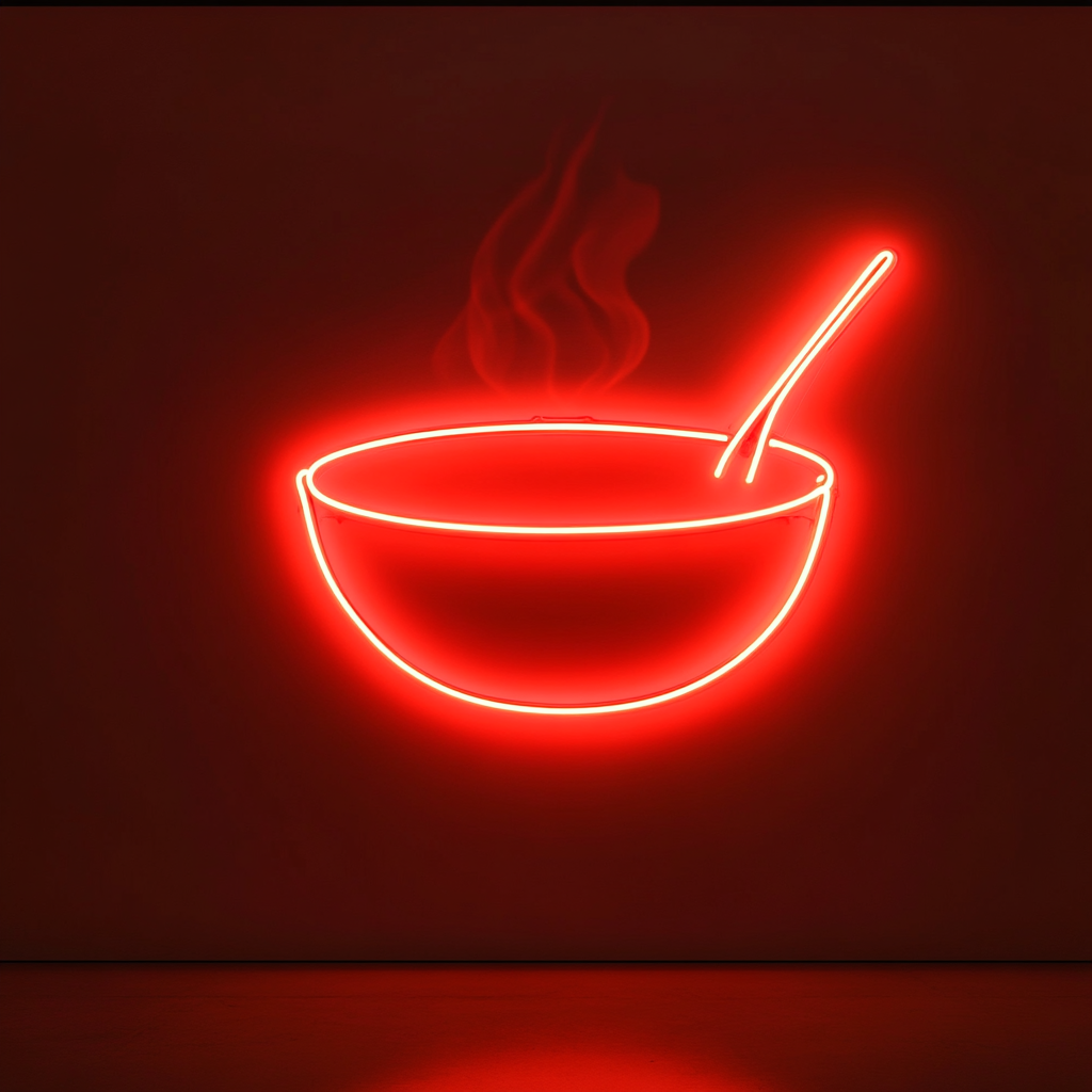 Soup Bowl - Red Neon Sign, 24 Inches