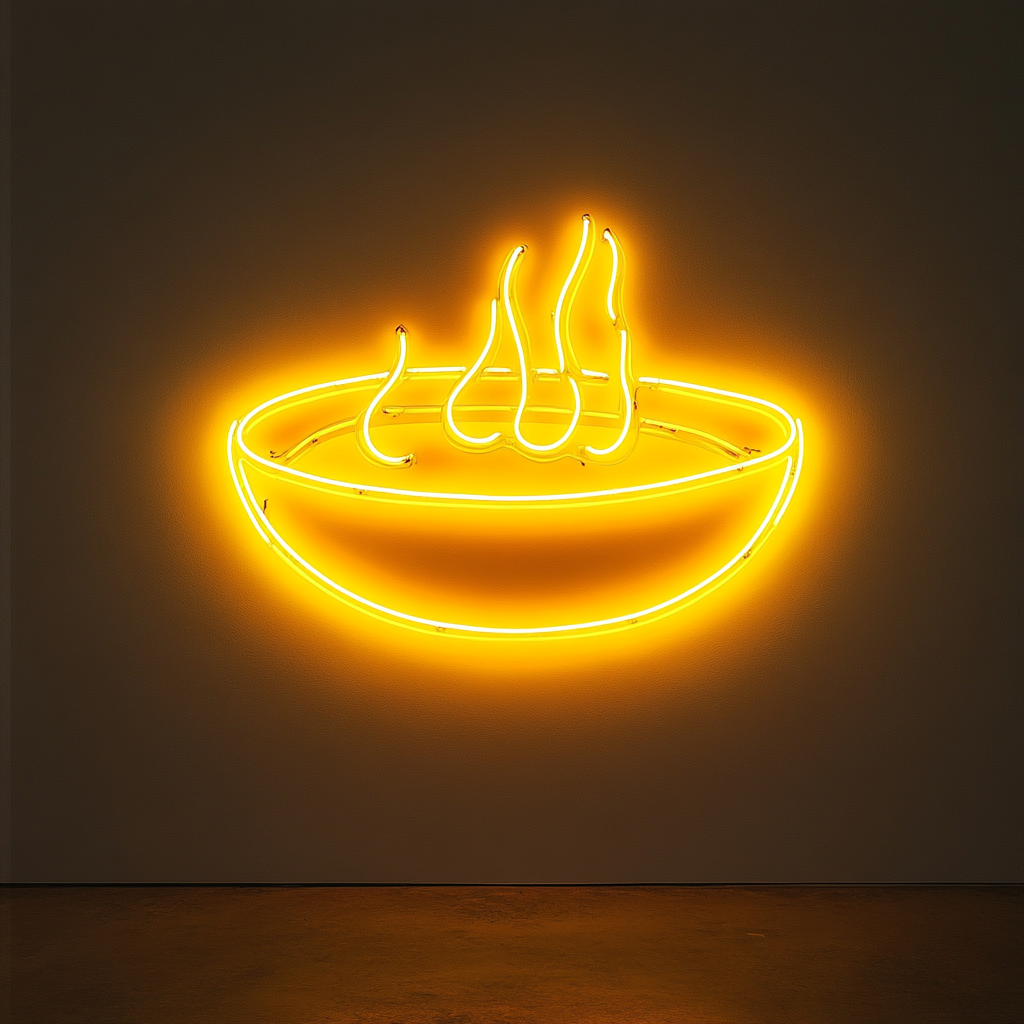 Soup Bowl - Yellow Neon Sign, 18 Inches
