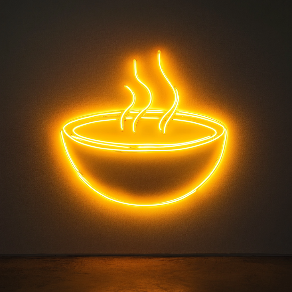 Soup Bowl - Yellow Neon Sign, 18 Inches