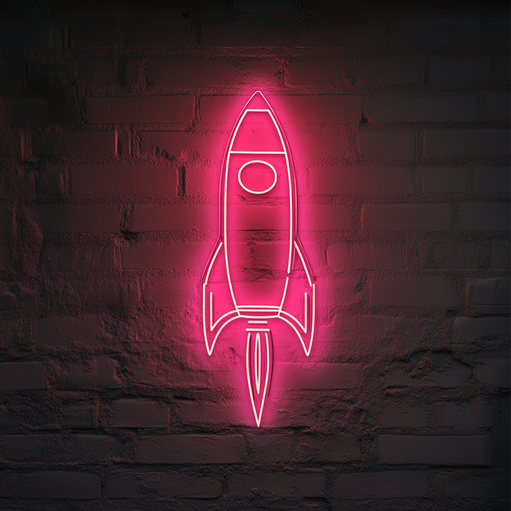 Space Rocket - Pink Neon Sign, 24 Inches