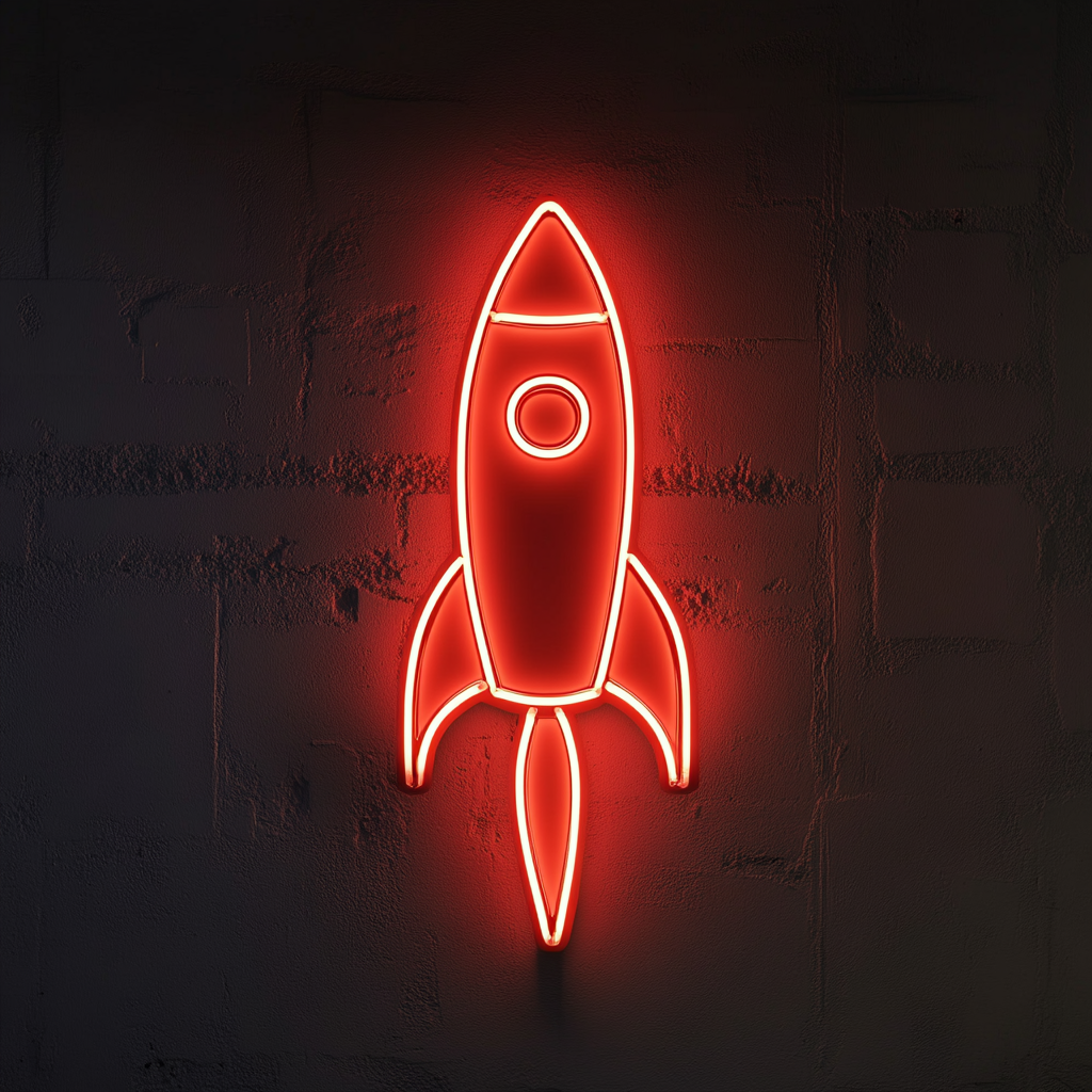 Space Rocket - Red Neon Sign, 24 Inches