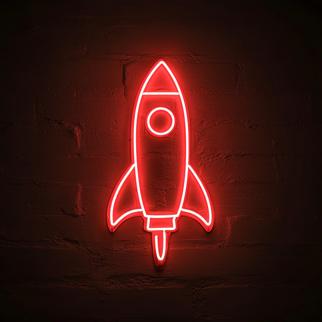 Space Rocket - Red Neon Sign, 24 Inches