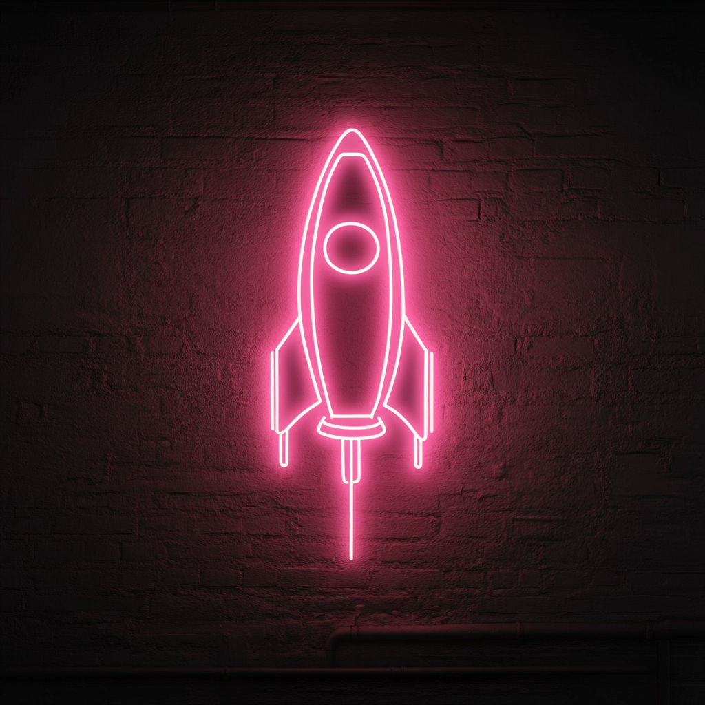 Spaceship - Pink Neon Sign, 24 Inches