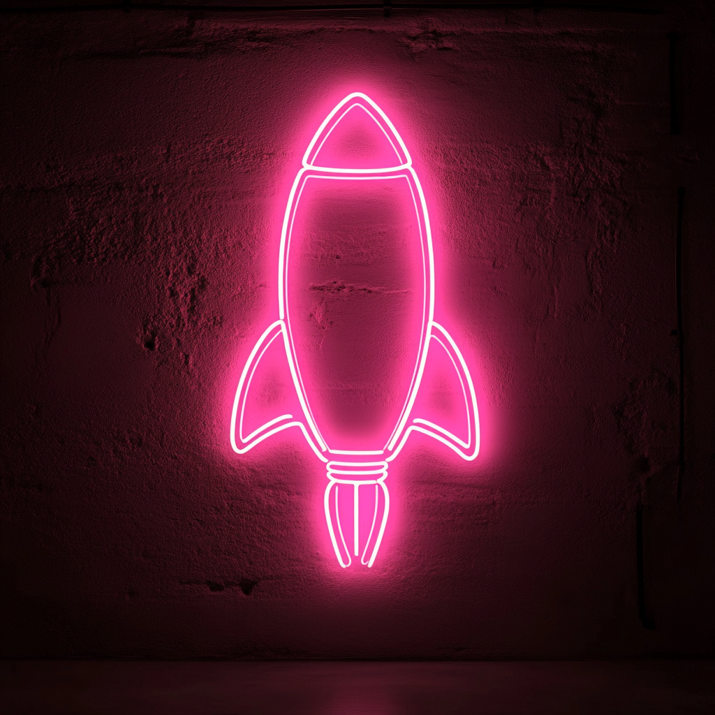 Spaceship - Pink Neon Sign, 18 Inches