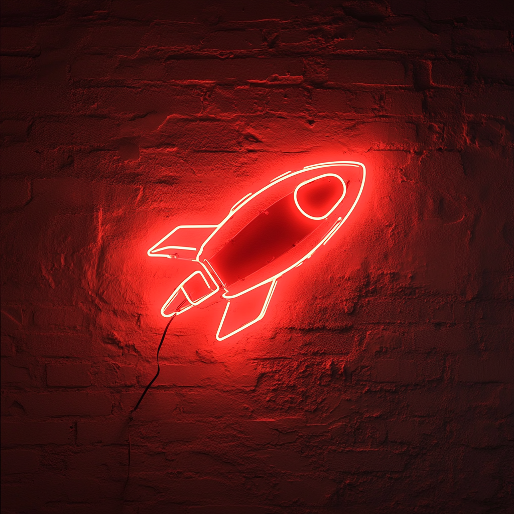 Spaceship - Red Neon Sign, 18 Inches