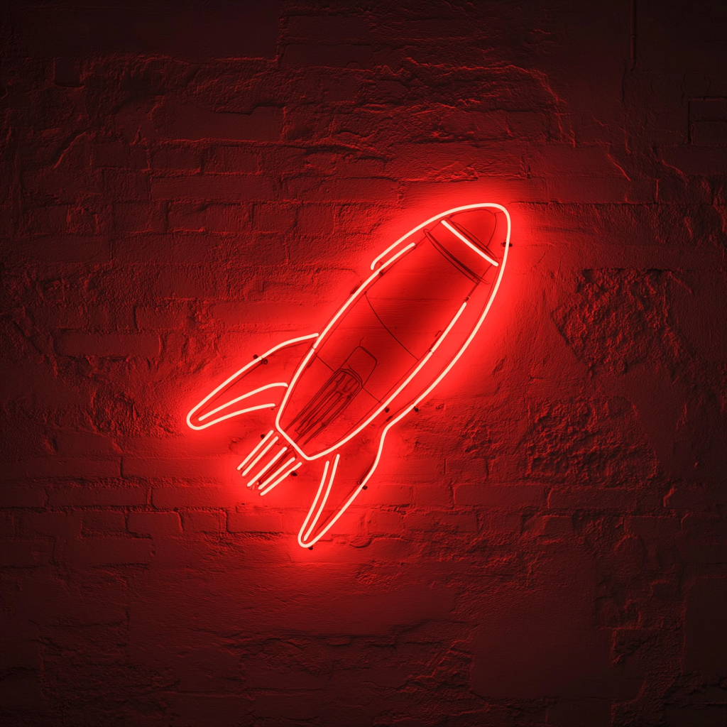 Spaceship - Red Neon Sign, 18 Inches