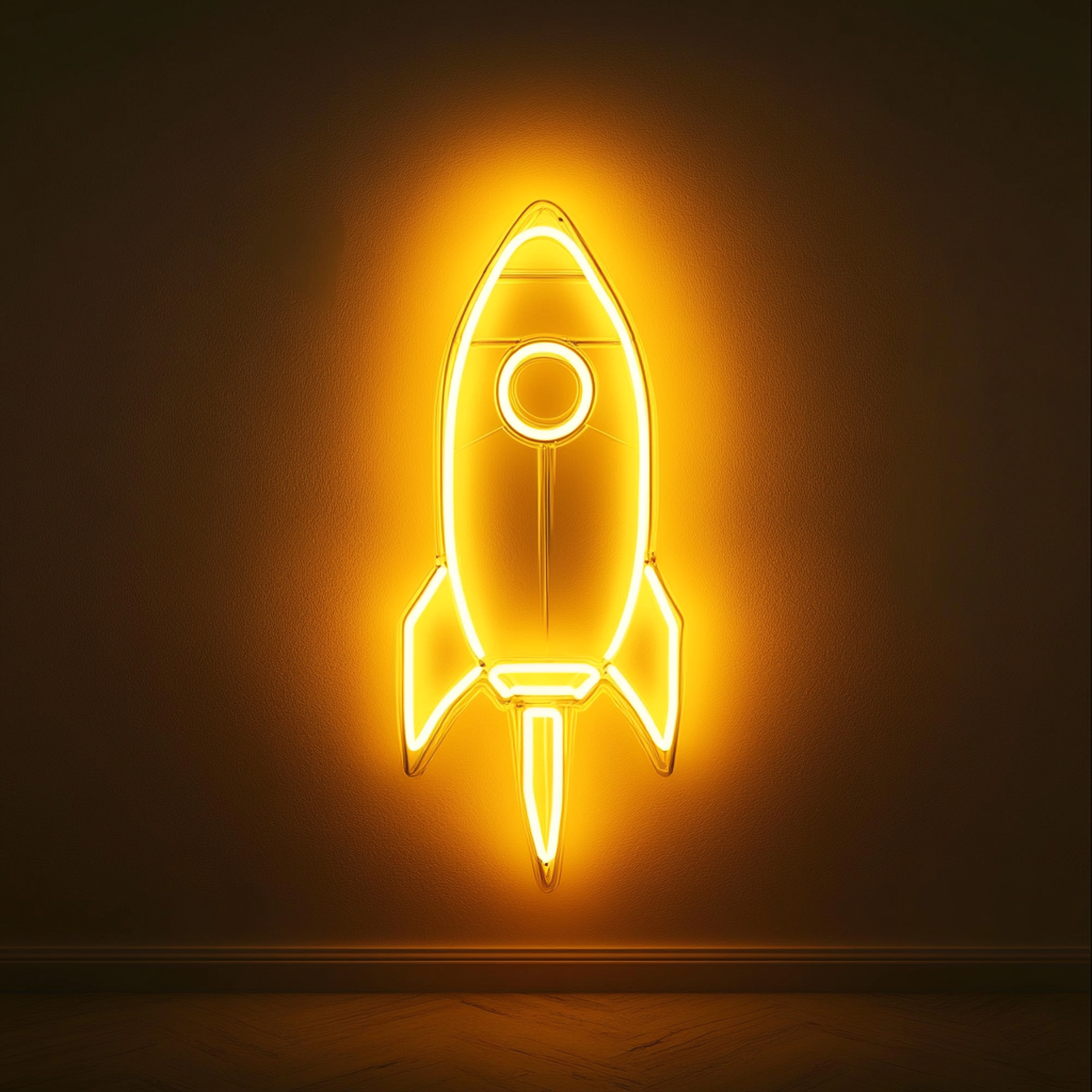 Spaceship - Yellow Neon Sign, 24 Inches