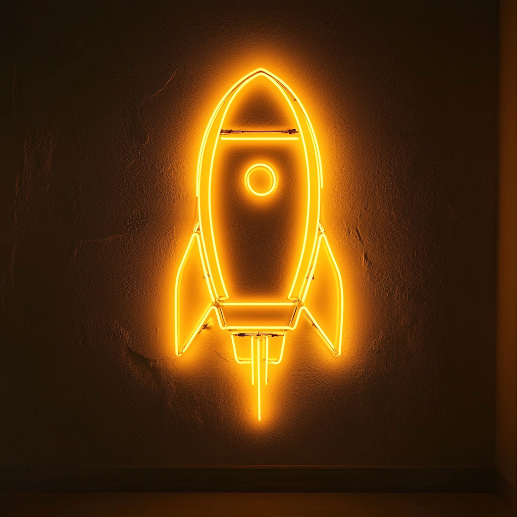 Spaceship - Yellow Neon Sign, 24 Inches