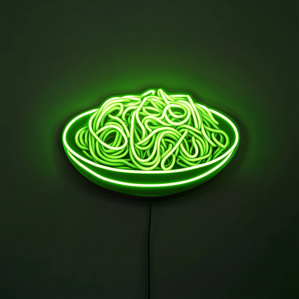 Spaghetti Plate - Green Neon Sign, 18 Inches