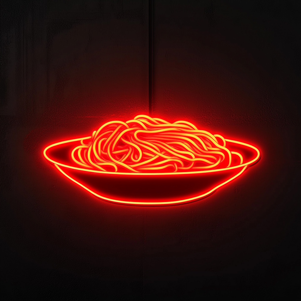 Spaghetti Plate - Red Neon Sign, 24 Inches