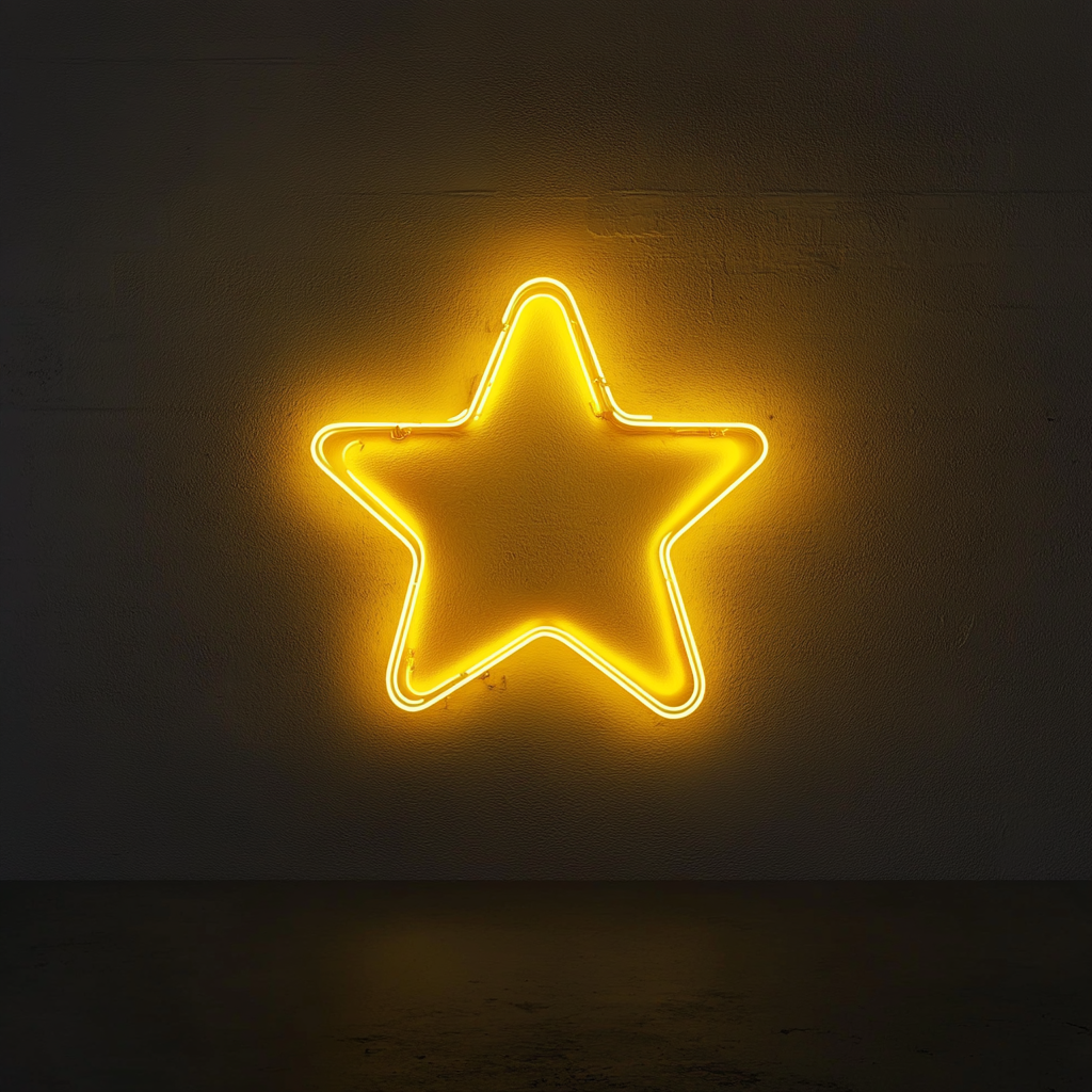 Sparkle Stars - Yellow Neon Sign, 24 Inches