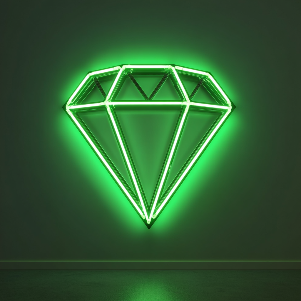 Sparkling Diamond - Green Neon Sign, 18 Inches