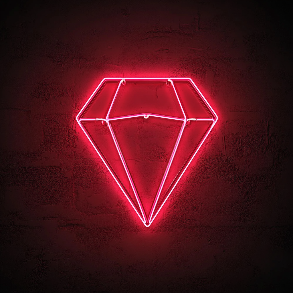 Sparkling Diamond - Red Neon Sign, 18 Inches