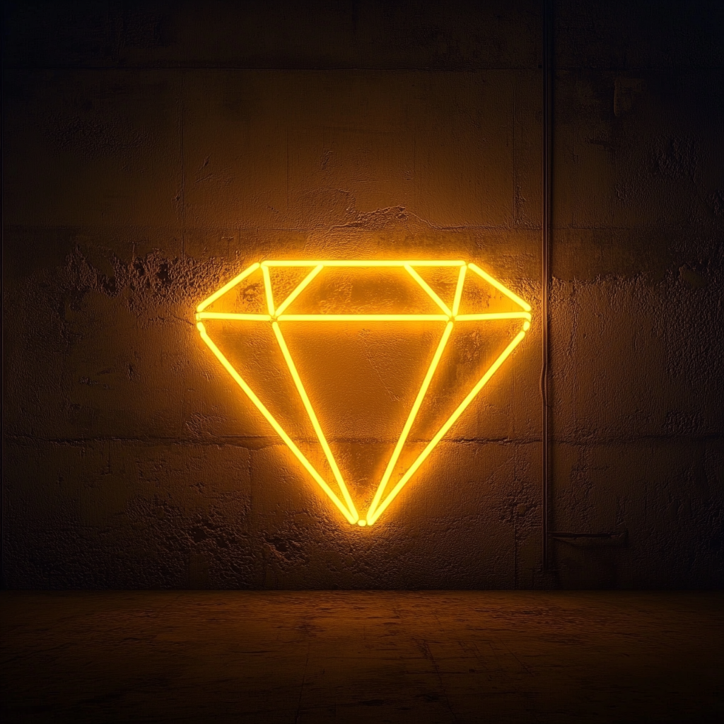 Sparkling Diamond - Yellow Neon Sign, 18 Inches