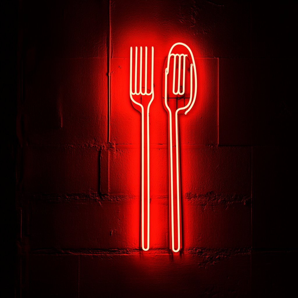 Spatula and Fork - Red Neon Sign, 18 Inches