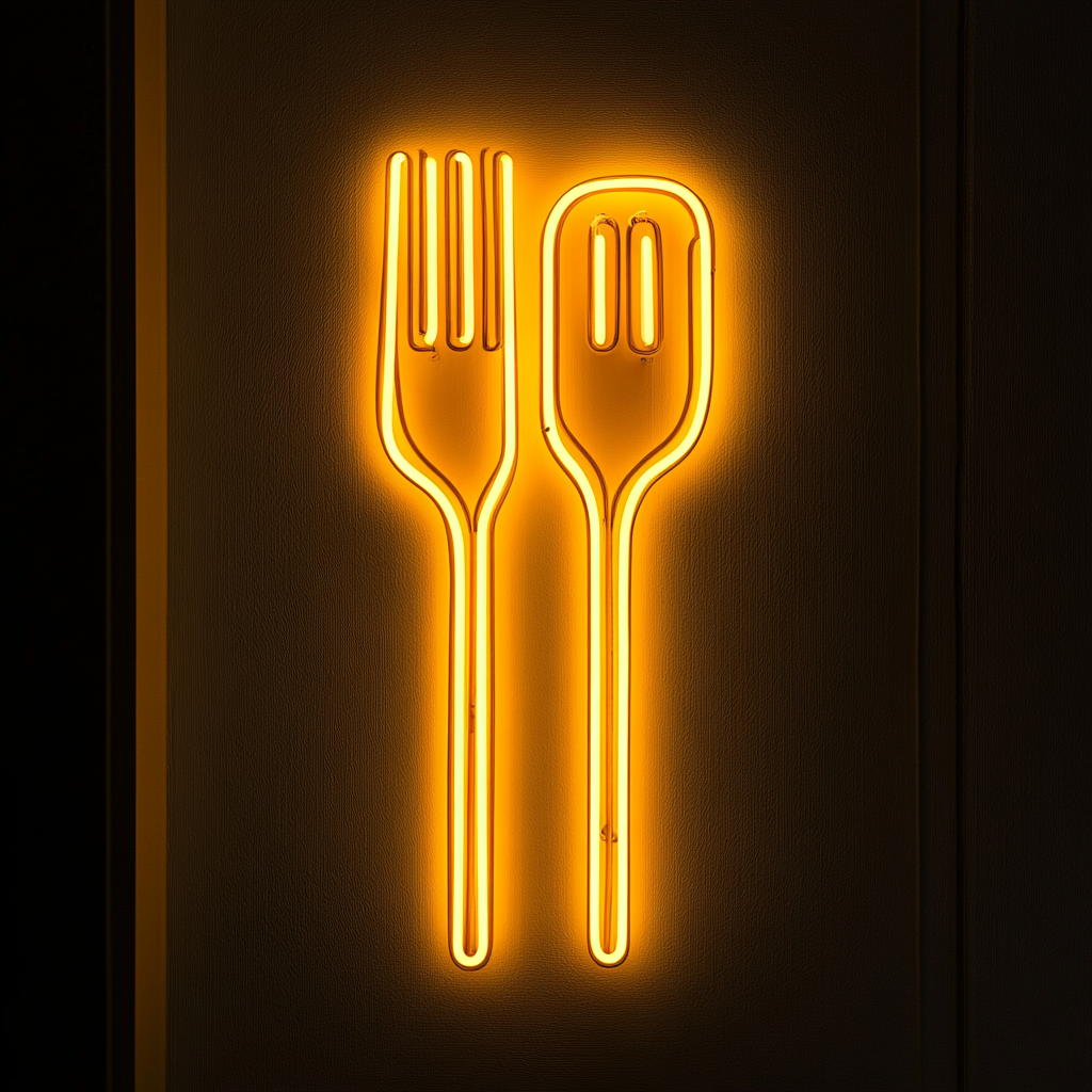 Spatula and Fork - Yellow Neon Sign, 24 Inches