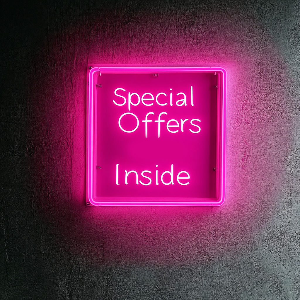 "Special Offers Inside" - Pink Neon Sign, 24 Inches