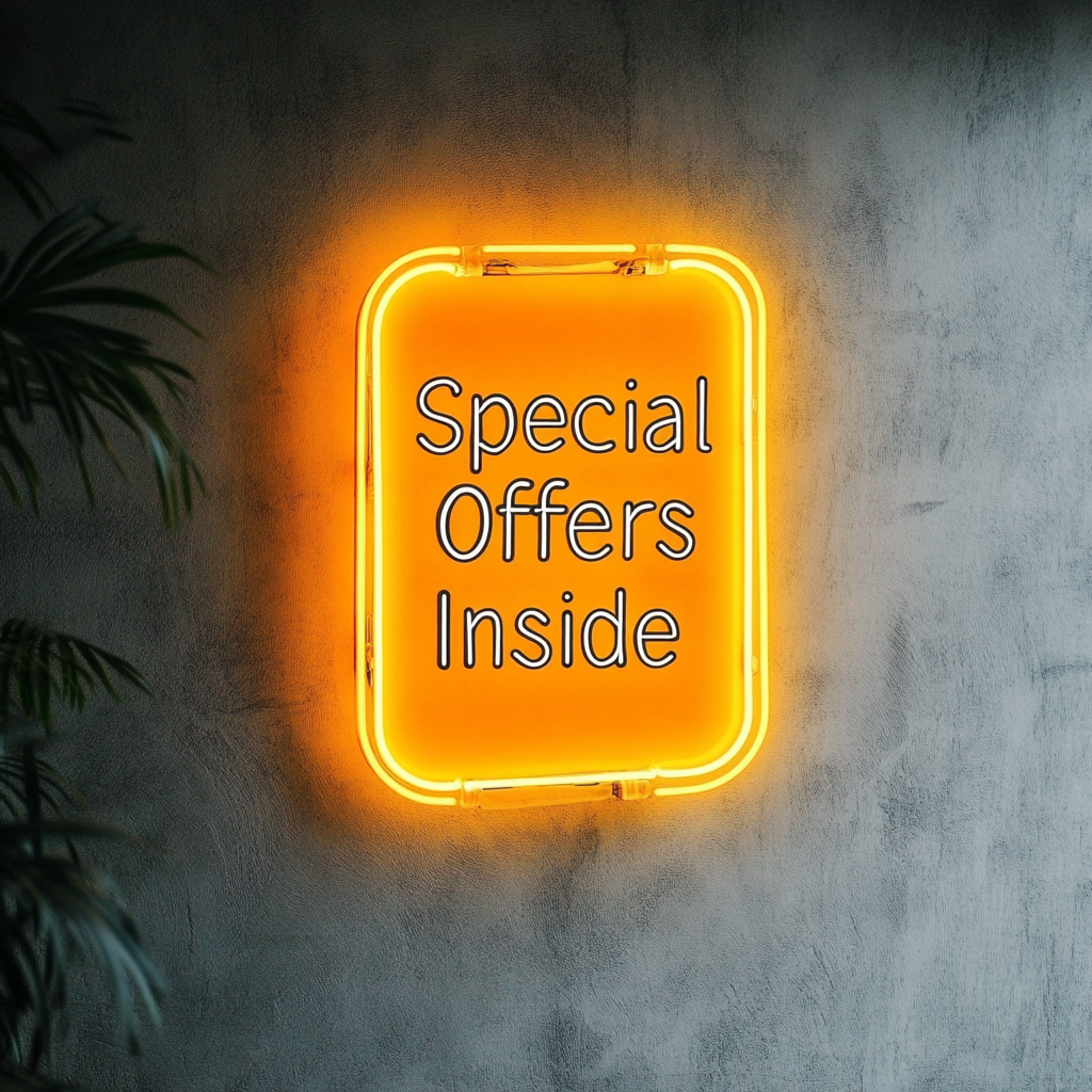 "Special Offers Inside" - Yellow Neon Sign, 24 Inches