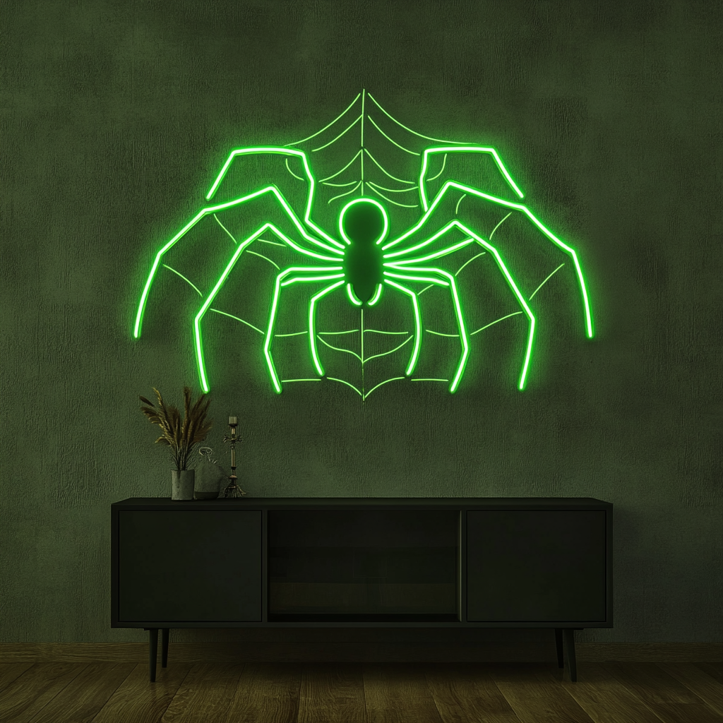 Spider - Green Neon Sign, 24 Inches